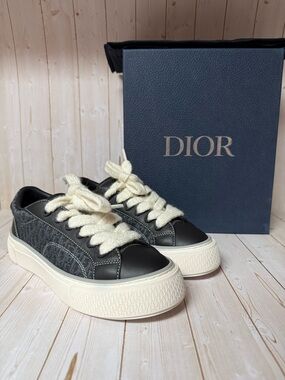 Christian Dior B33 Oblique Monogram Low-Top Sneakers Dark Grey/Black Sz 39 / 6